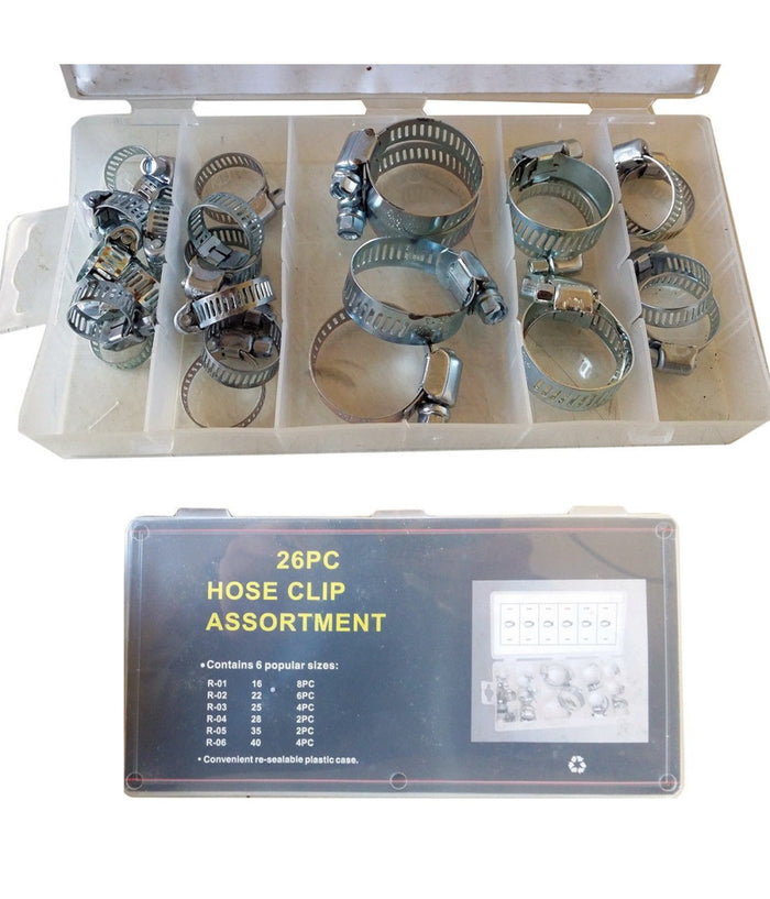 Set 26 Pezzi Fascette Stringitubo In Acciaio Assortimento Tubi Tubo Morsetti         