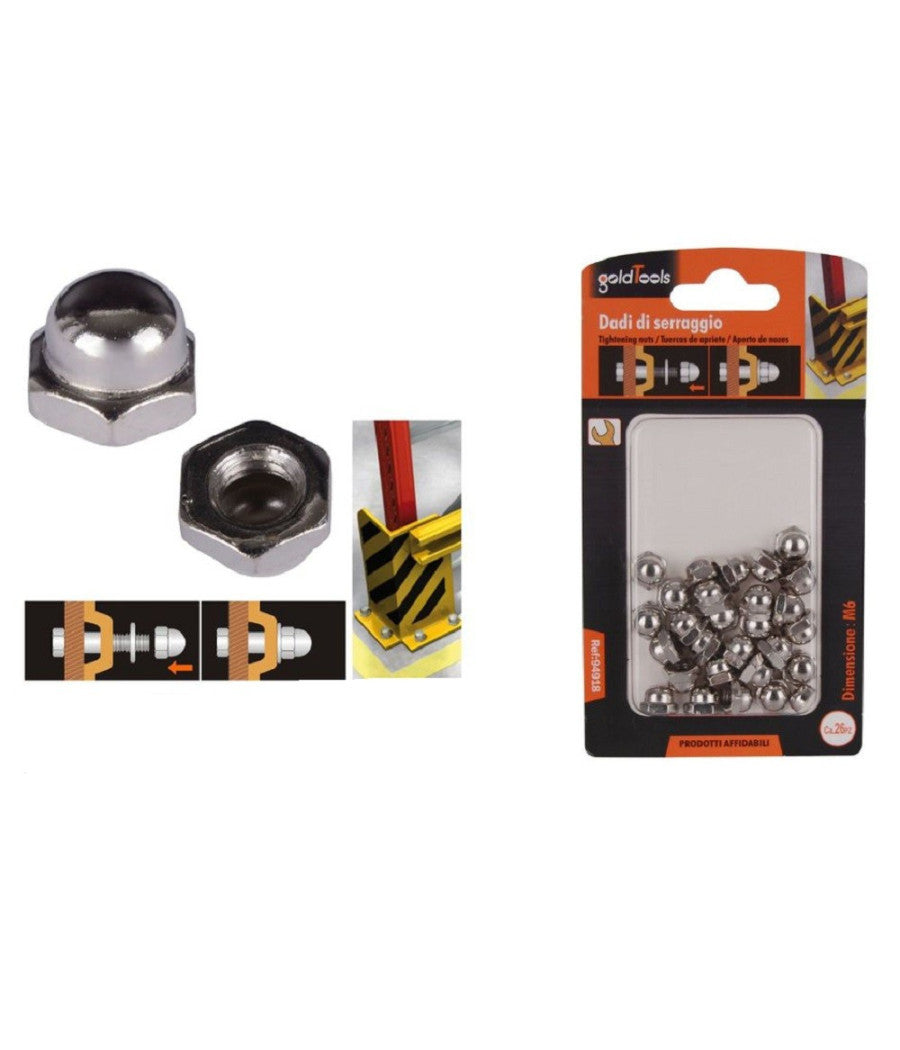 Set 26 Pz Dado Dadi Ciechi Esagonali M6 Serraggio 6mm Per Chiave Esagonale 94918         