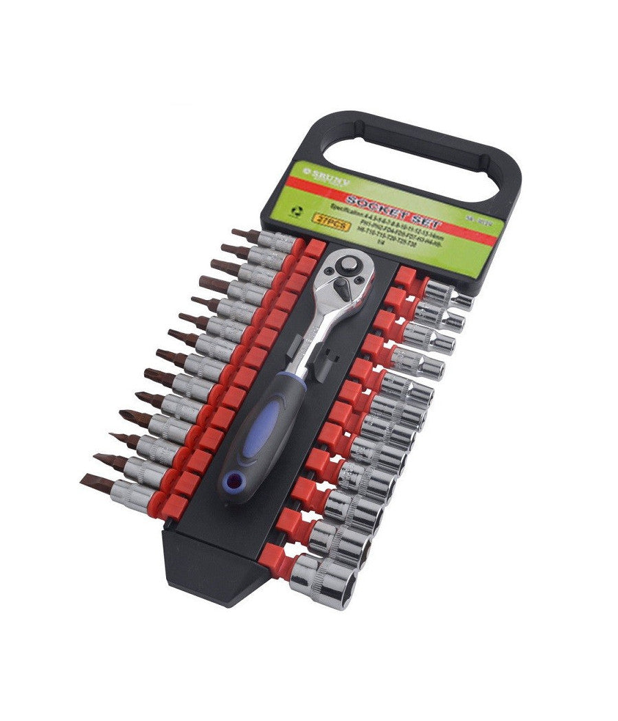 Set 27 Chiavi Bussole Torx Attacco 1/4" + Chiave A Cricchetto Reversibile         