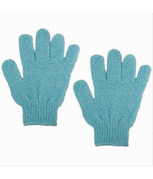 Set 2pezzi Guanti Di Crine Per Doccia Bagno Esfoliante Pelle Corpo Azzurro 79724         