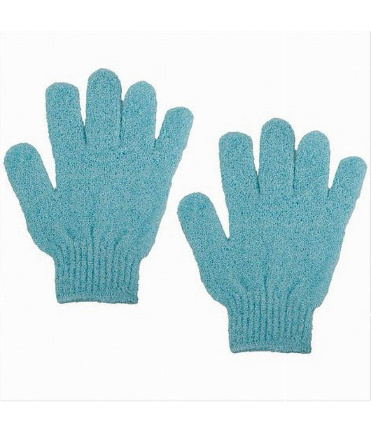 Set 2pezzi Guanti Di Crine Per Doccia Bagno Esfoliante Pelle Corpo Azzurro 79724         