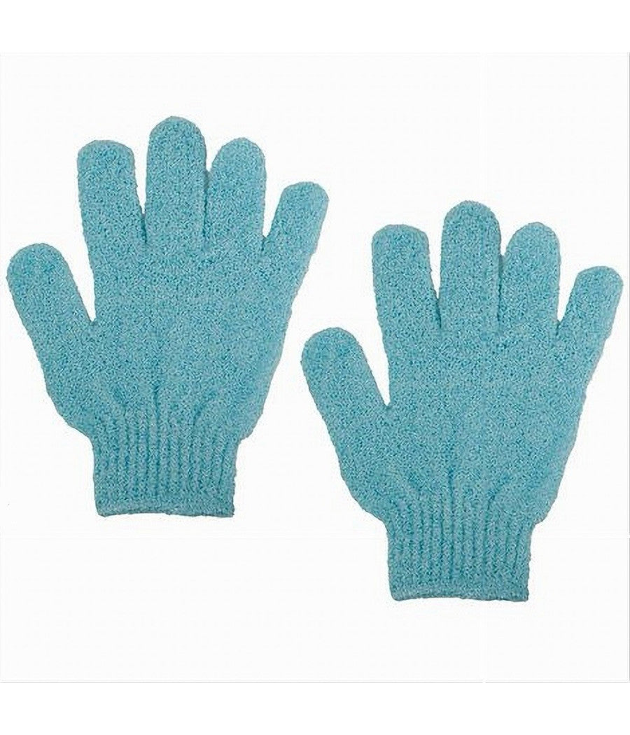Set 2pezzi Guanti Di Crine Per Doccia Bagno Esfoliante Pelle Corpo Azzurro 79724         