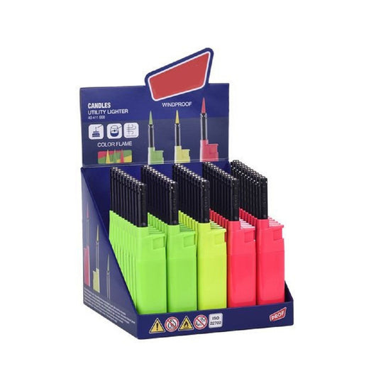 Trade Shop - Set 2pz Accendino Accendigas Fiamma Di Colore A Prova Di Vento Colorato 40411668 -