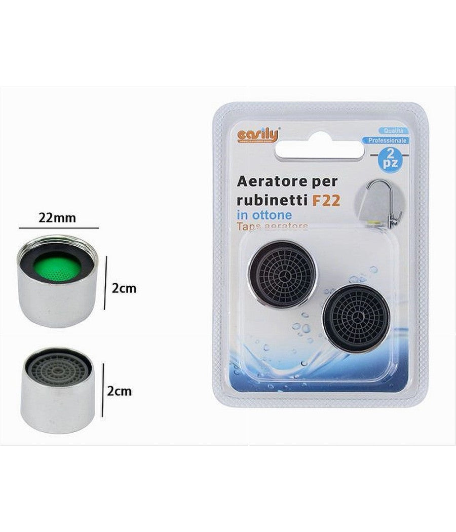 Set 2pz Aeratore Per Rubinetti F22 In Ottone Filtro Rubinetto Lavello Cucina 69170         