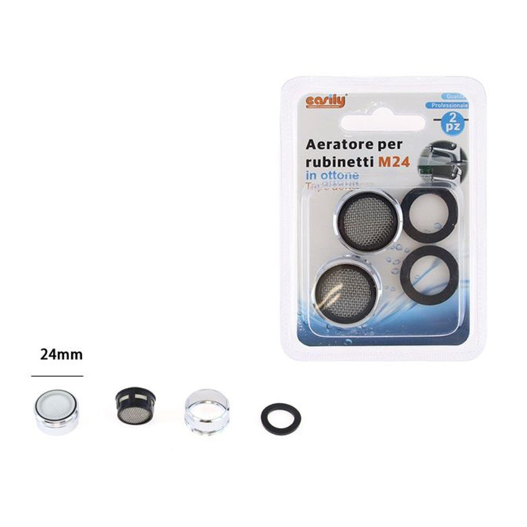Trade Shop - Set 2pz Aeratore Rubinetti Filtro Rompigetto Lavandino Bagno Cucina M24 In Ottone 87994         
