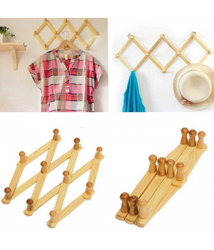 Set 2pz Appendiabiti Parete In Legno Ganci Attaccapanni Gruccia Vestiti Pieghevole         