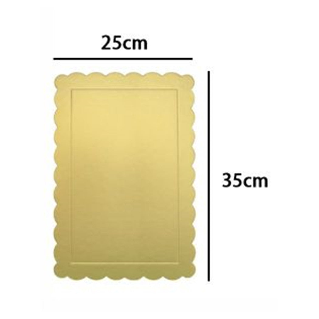 Trade Shop - Set 2pz Base Per Torta Rettangolare Piatto Sottotorta Dorato 25x35cm Con Bordino 31156         