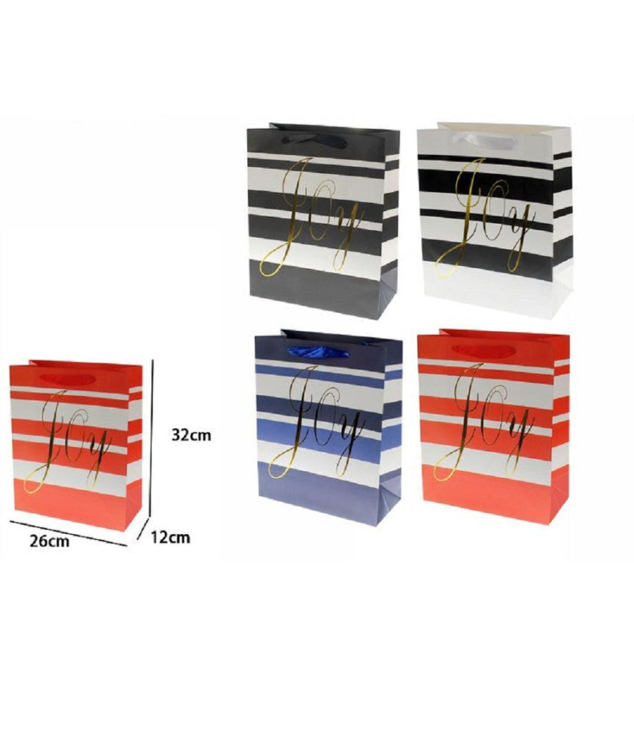 Set 2pz Buste Busta Da Regalo 32x26x12cm Sacchetto Scritta Joy 69959 Vari Colori         