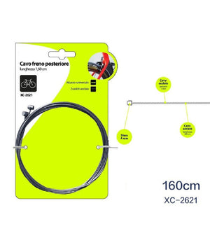 Set 2pz Cavi Cavo Freno Posteriore Acciaio 160cm Attacco Universale Bici Xc-2621         