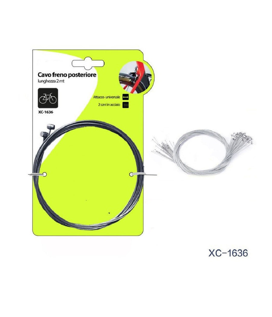Set 2pz Cavo Freno Posteriore In Acciaio 2mt Attacco Universale Per Bici Xc-1636         