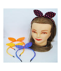 Set 2pz Cerchietti Retro' Pois Orecchie Fermacapelli Plastica Tessuto Accessori         