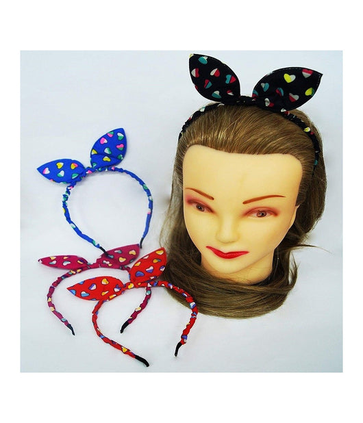 Set 2pz Cerchietto Retro Cuori Orecchie Fermacapelli Tessuto Accessori Acconciatura         