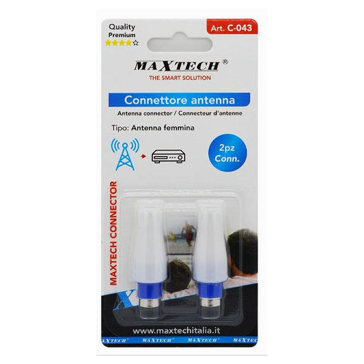 Set 2pz Connettore Spinotto Cavo Spina Antenna A Spina Femmina Televisione C-043         