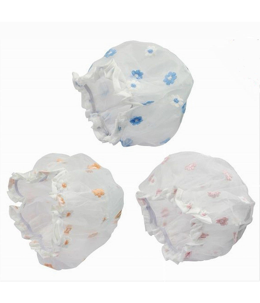 Set 2pz Cuffia Per Doccia Bagno Elastico Fantasia A Fiori Protegge Capelli 79482         