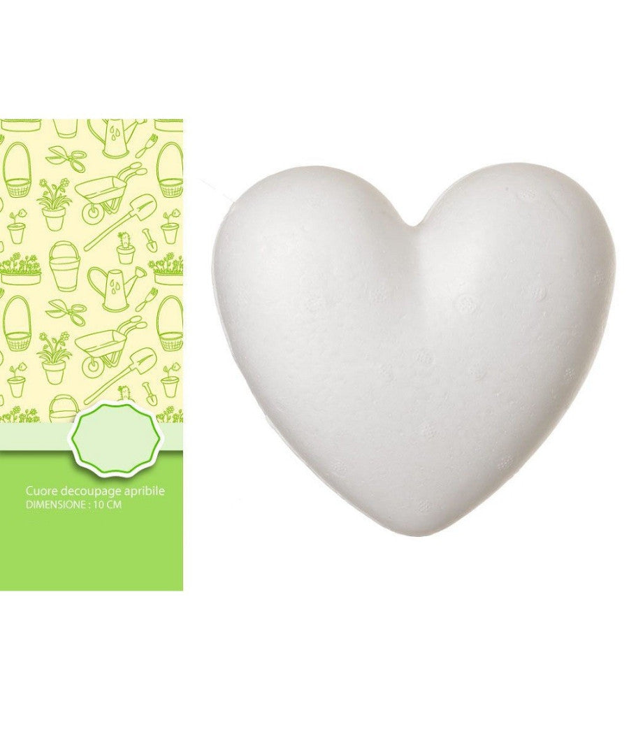 Set 2pz Cuori Polistirolo 10 Cm Apribile Decoupage Decorare San Valentino 198924         