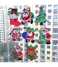 Set 2pz Decorazioni Adesive Natalizie 30cm Natale Per Vetro Finestre Vetrine Stickers         