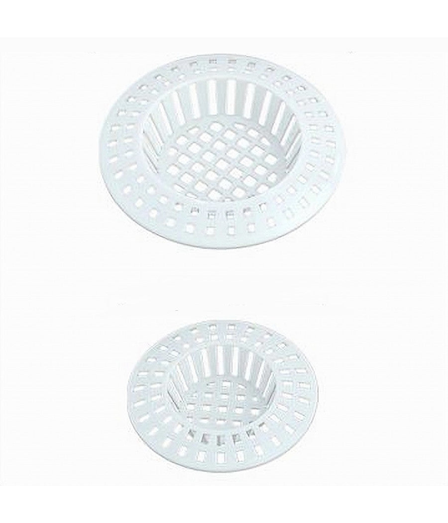 Set 2pz Filtro A Rete Raccogli Rifiuti Scarico Per Lavello Da 6/7cm Bianco 87629         