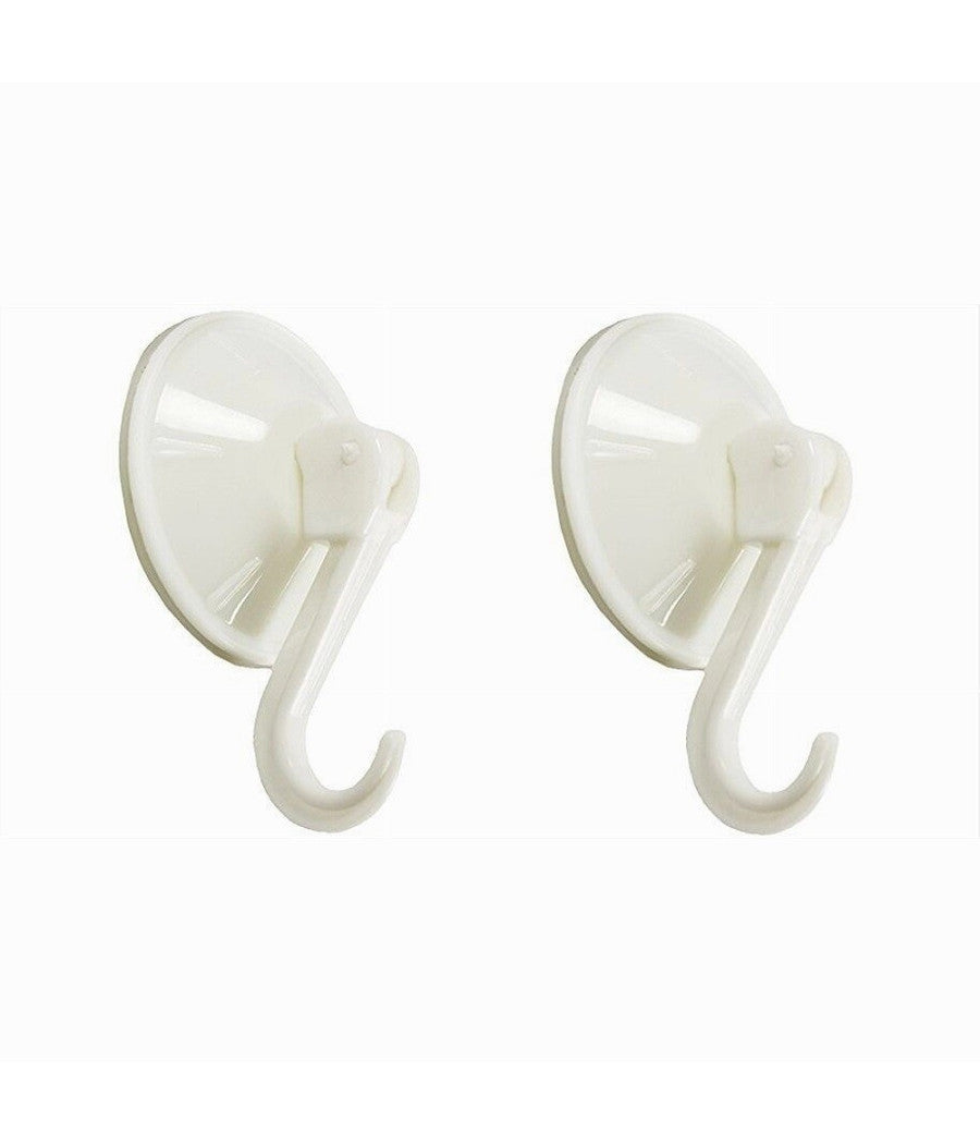 Set 2pz Ganci Appendini Parete A Ventosa Cucina Bagno Attaccapanni Bianchi 59673         