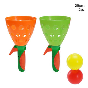 Trade Shop - Set 2pz Gioco Lancio Cattura Palline Giocattoli Bambini Per Interni Esterni 26cm 258370 -