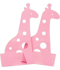 Set 2pz Grazioso Ferma Libri A Forma Di Giraffa In Metallo Scrivania Bambini Rosa         