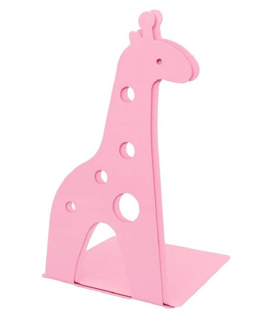 Set 2pz Grazioso Ferma Libri A Forma Di Giraffa In Metallo Scrivania Bambini Rosa         