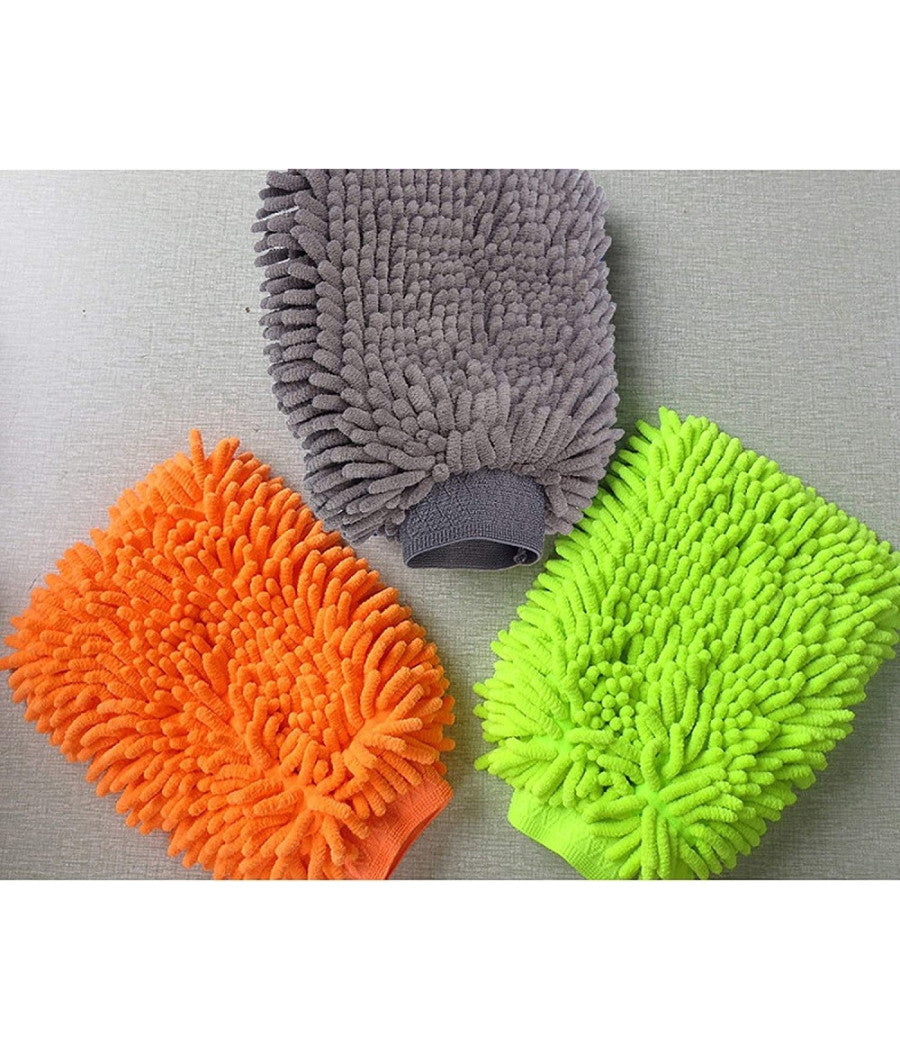 Set 2pz Guanto Lavaggio Ciniglia In Microfibra Lavare Guanti Panno Pulizia Auto         