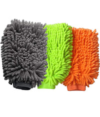 Set 2pz Guanto Lavaggio Ciniglia In Microfibra Lavare Guanti Panno Pulizia Auto         