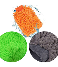 Set 2pz Guanto Lavaggio Ciniglia In Microfibra Lavare Guanti Panno Pulizia Auto         
