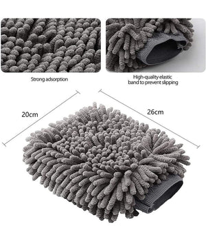 Set 2pz Guanto Lavaggio Ciniglia In Microfibra Lavare Guanti Panno Pulizia Auto         