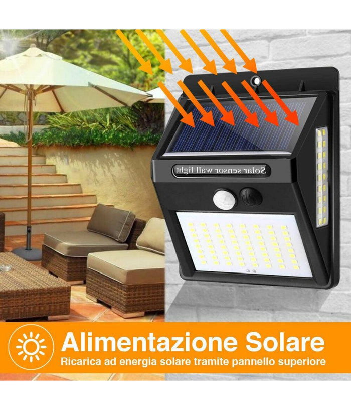 Set 2pz Lampada Faro Led Solare Faretto Sensore Movimento Luce Esterno Giardino         