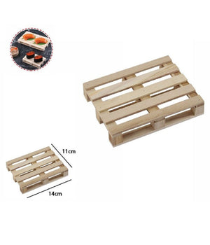 Set 2pz Mini Pallet Di Legno Bancale Vassoi Piatto Sottobicchiere 14x11cm 74032a         