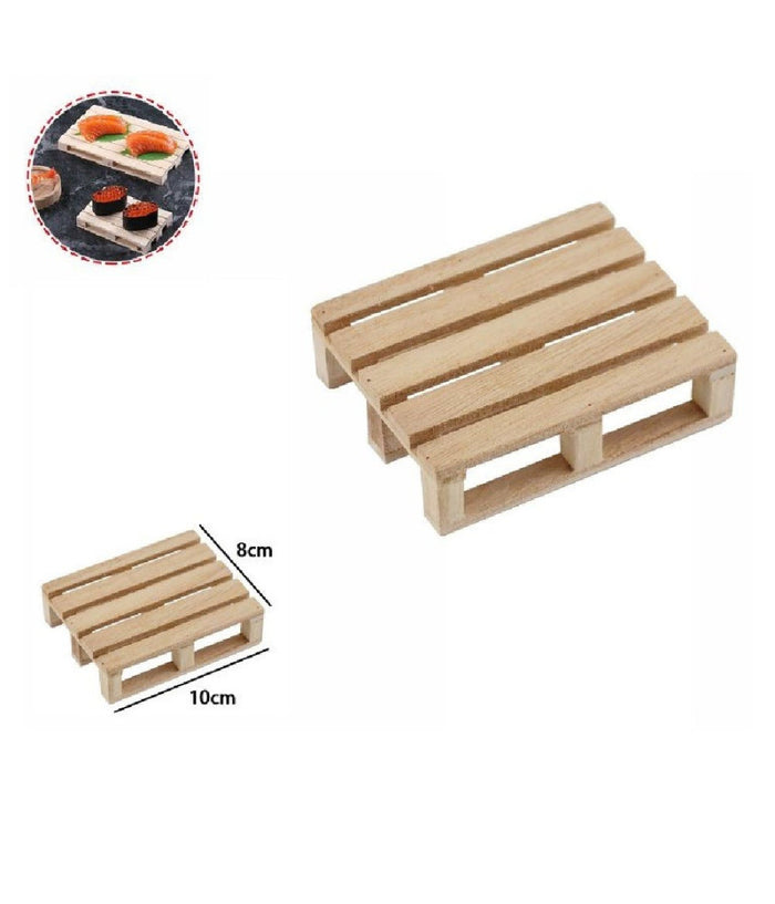 Set 2pz Mini Pallet Di Legno Bancale Vassoio Piatto Sottobicchiere 10x8cm 74031a         