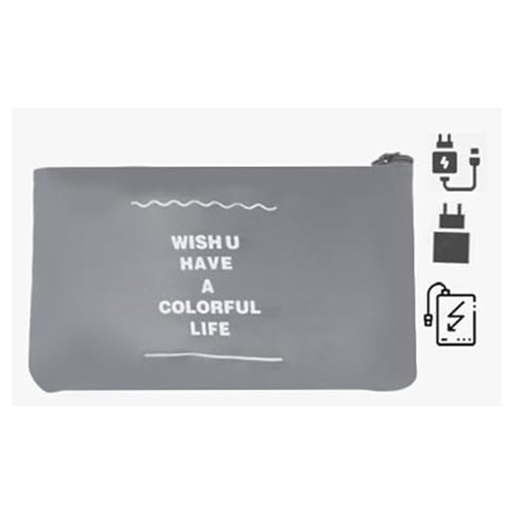 Trade Shop - Set 2pz Organizer Viaggio Organizza Valigia Bagagli Borsa Piatta 27x12cm Grigia 87714         