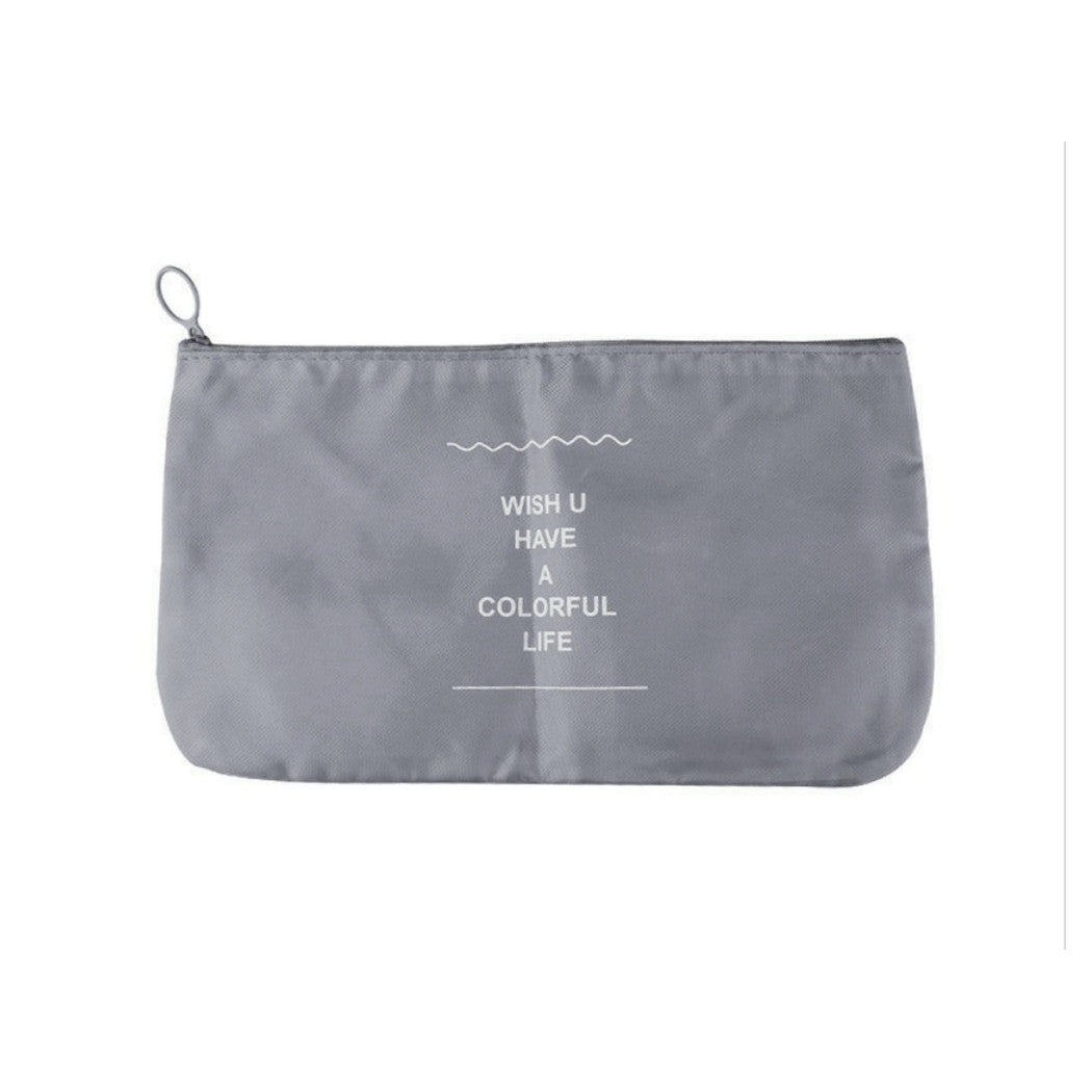 Trade Shop - Set 2pz Organizer Viaggio Organizza Valigia Bagagli Borsa Piatta 27x12cm Grigia 87714         