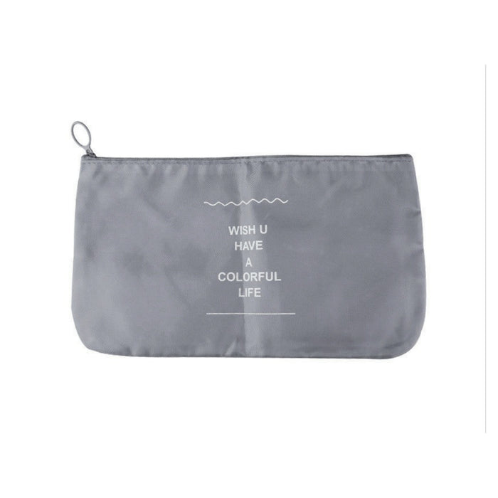 Trade Shop - Set 2pz Organizer Viaggio Organizza Valigia Bagagli Borsa Piatta 27x12cm Grigia 87714         