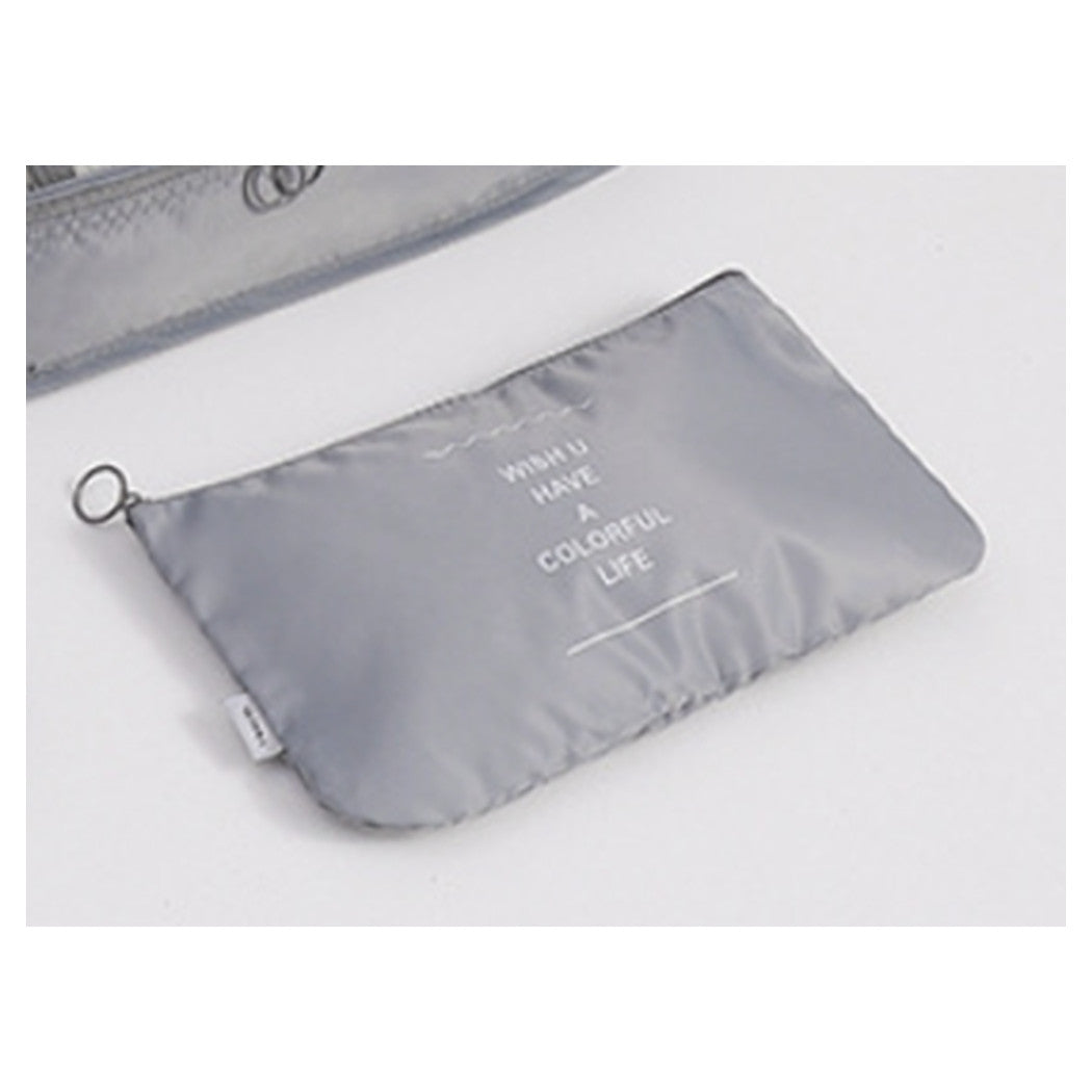 Trade Shop - Set 2pz Organizer Viaggio Organizza Valigia Bagagli Borsa Piatta 27x12cm Grigia 87714         