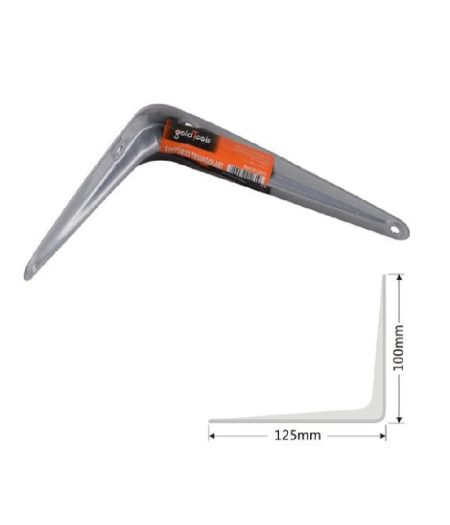 Set 2pz Reggimensola Supporto Staffa Triangolo Mensola Metallo 12.5cm Grigio 91261         