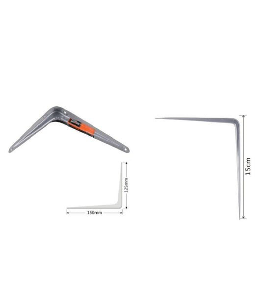 Set 2pz Reggimensola Supporto Staffa Triangolo Mensola Metallo 15cm Grigio 91262         