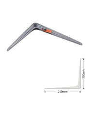 Set 2pz Reggimensola Supporto Staffa Triangolo Mensola Metallo 25cm Grigio 91264         