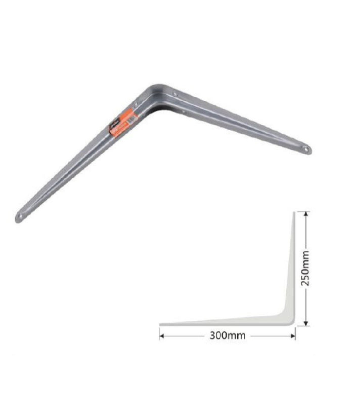 Set 2pz Reggimensola Supporto Staffa Triangolo Mensola Metallo 30cm Grigio 91265         