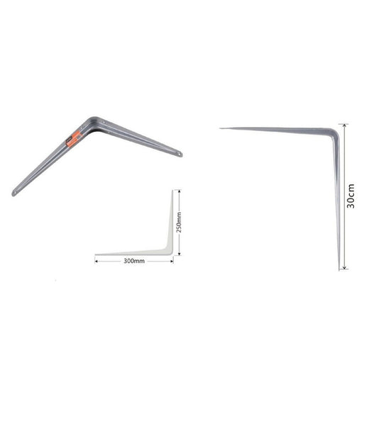 Set 2pz Reggimensola Supporto Staffa Triangolo Mensola Metallo 30cm Grigio 91265         