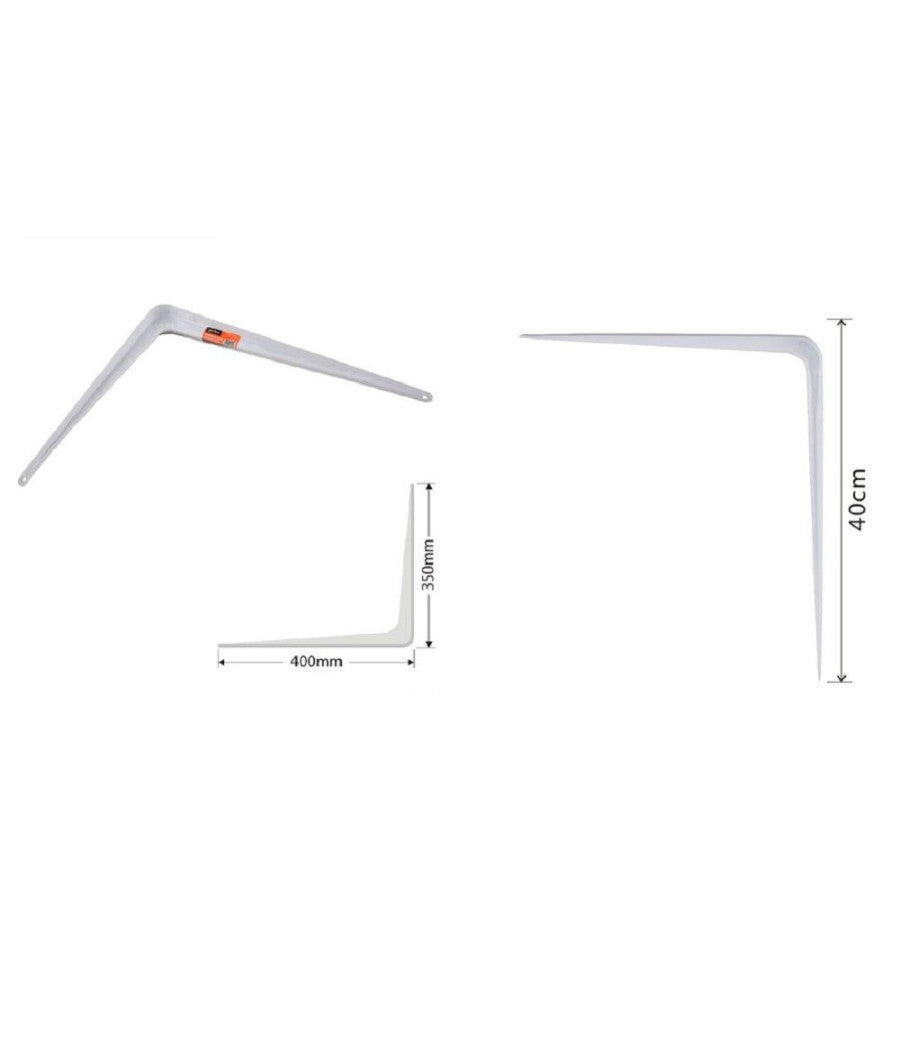 Set 2pz Reggimensola Supporto Staffa Triangolo Mensola Metallo 40cm Bianca 91259         