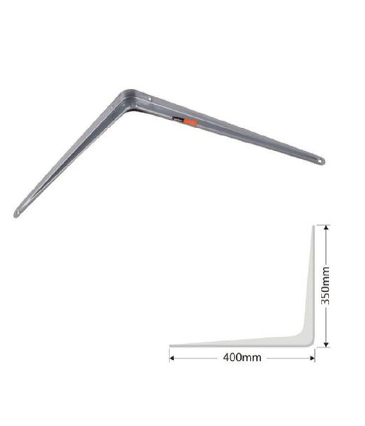 Set 2pz Reggimensola Supporto Staffa Triangolo Mensola Metallo 40cm Grigio 91267         