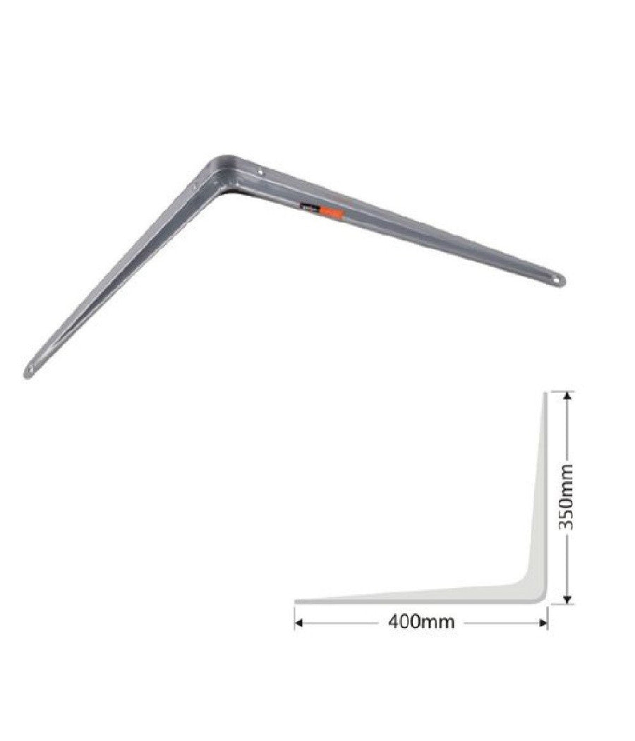 Set 2pz Reggimensola Supporto Staffa Triangolo Mensola Metallo 40cm Grigio 91267         