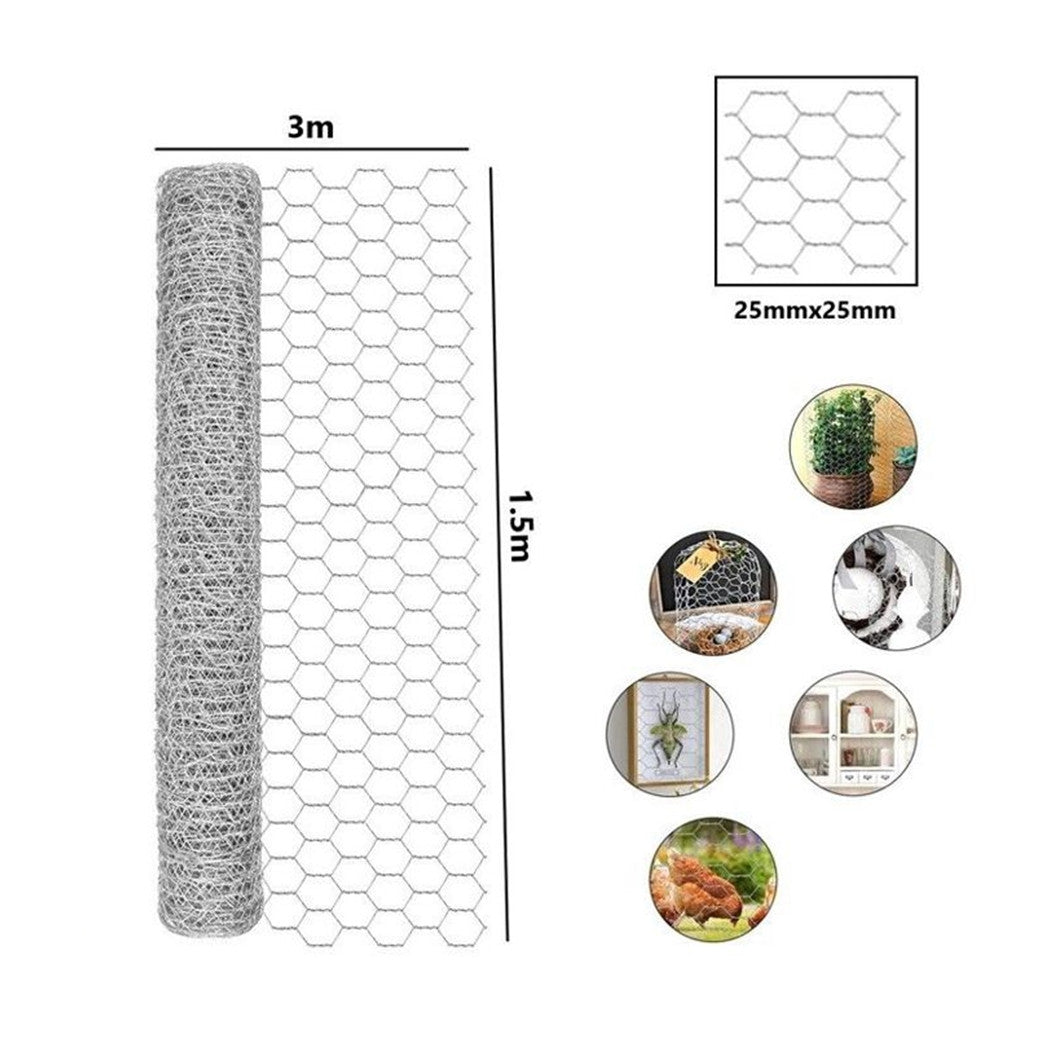 Trade Shop - Set 2pz Rete Metallica Zincata Maglia Esagonale 1.5x3mt Recinzione Protezione 020255 -        