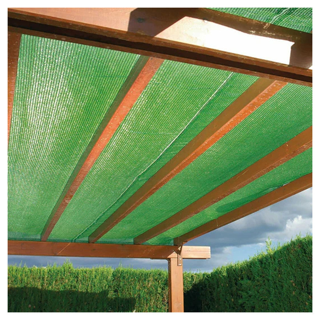 Trade Shop - Set 2pz Rete Telo Ombreggiante Di Copertura Verde 1.5x5mt Parasole Giardino Esterni 230744 -        