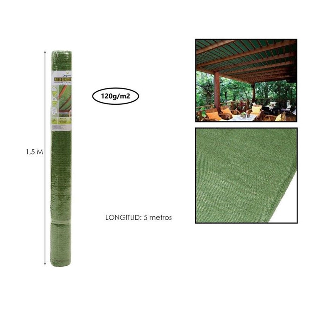 Trade Shop - Set 2pz Rete Telo Ombreggiante Di Copertura Verde 1.5x5mt Parasole Giardino Esterni 230744 -        