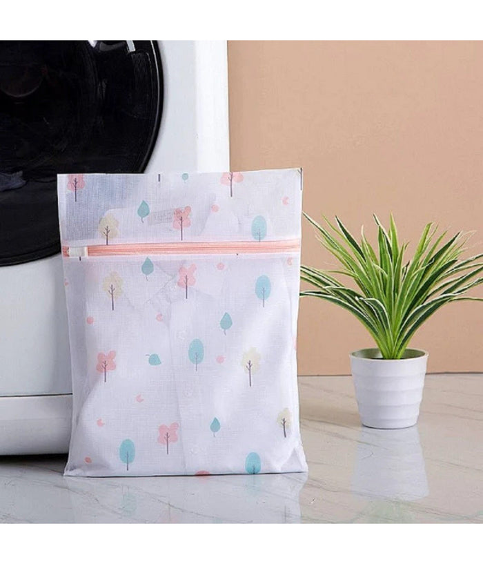 Set 2pz Sacchetto Lavaggio Rete Con Cerniera Biancheria 40x50cm A Fantasia 58128         