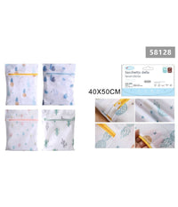Set 2pz Sacchetto Lavaggio Rete Con Cerniera Biancheria 40x50cm A Fantasia 58128         
