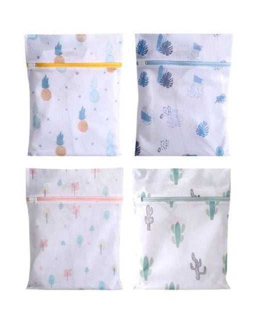 Set 2pz Sacchetto Lavaggio Rete Con Cerniera Biancheria 40x50cm A Fantasia 58128         